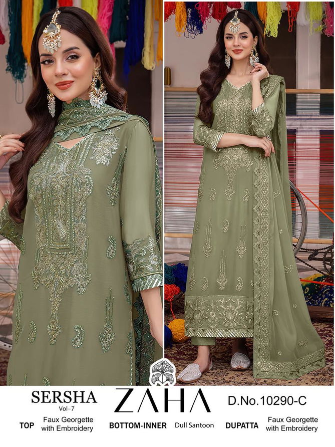 Sersha Vol 7 By Zaha 10290 A To C Georgette Pakistani Suits Wholesalers in Delhi
